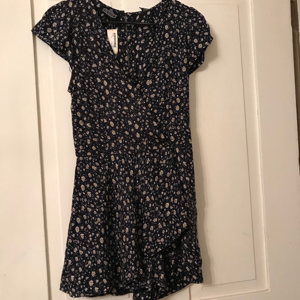 Navy Blue Floral Romper